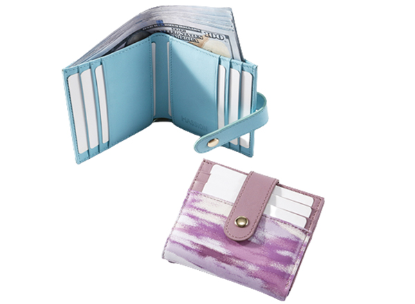color printing cow leather card case small wallet
