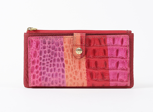 Color blocking cowhide zipper coin case