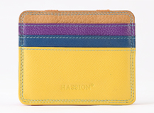 HASSION colorful cow leather card cases with maggic string for women